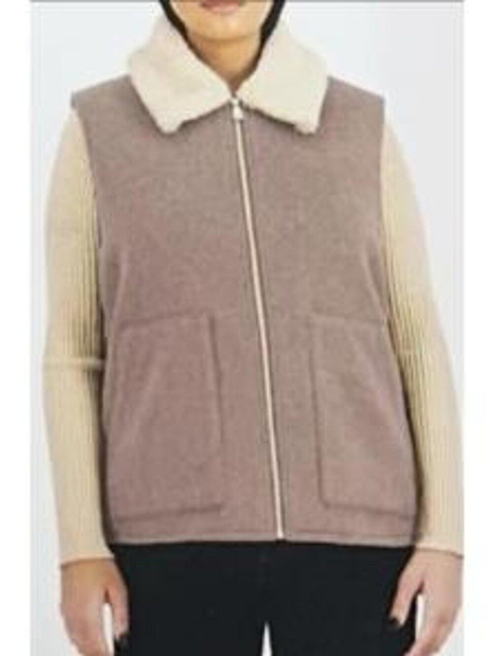 Sanctuary Faux Shearling Sherpa Zippered Vest In XXL